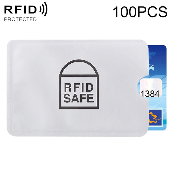 100pcs Aluminum Foil Anti Theft RFID Blocking Sleeve Card Protector, Size: 9.1*6.3cm