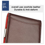 9606 Cowhide Leather Anti-magnetic RFID Multiple Card Slots Wallet for Men, with Zipper Bag(Black)