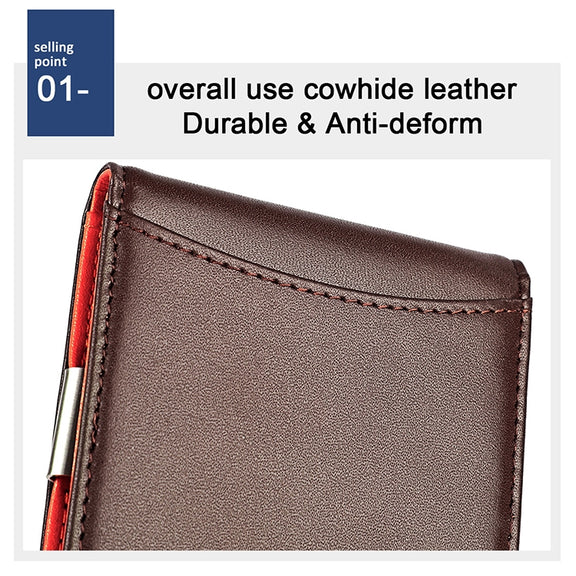 9606 Cowhide Leather Anti-magnetic RFID Multiple Card Slots Wallet for Men, with Zipper Bag(Black)