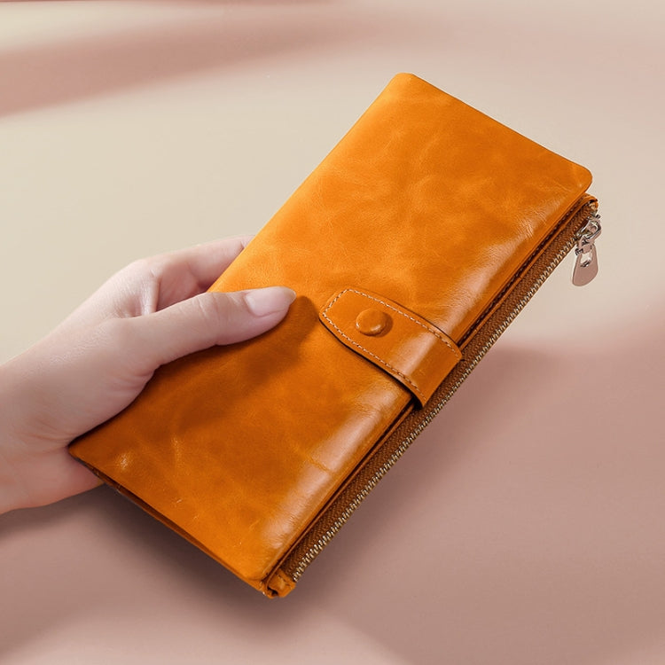 TP-189 Oilskin Leather Multi-functional Zipper RFID Leather Wallet(Rose Red)