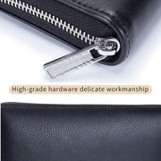 Two-Layer Cowhide Leather Organ Card Holder Multiple-Card RFID Anti-Theft Wallet Bag(Red Purple)