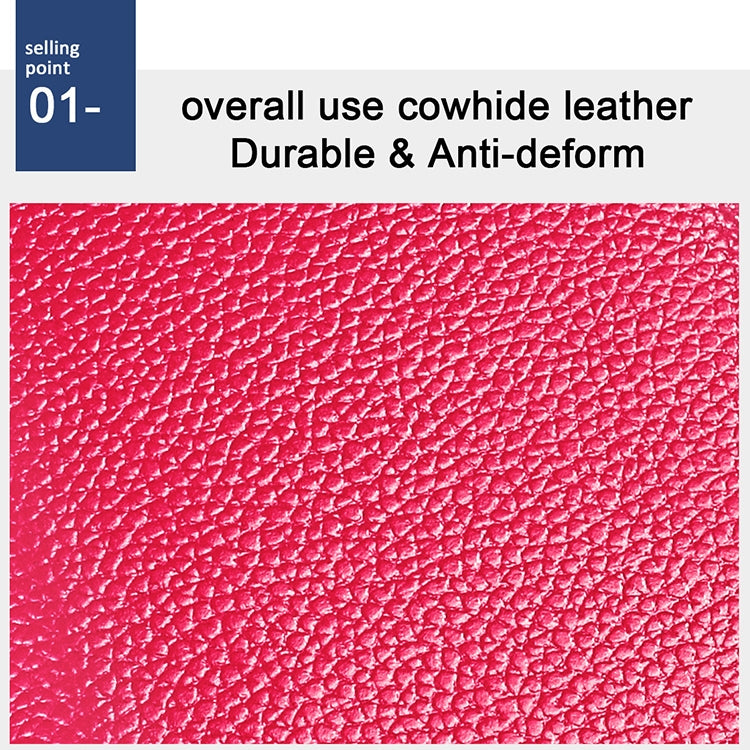 KB196 Top-grain Leather Large Capacity Multi-function 36-Bit Anti-magnetic RFID Organ Card Package Wallet(Rose Red)