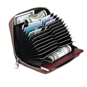 Antimagnetic RFID Multi-functional Genuine Leather Card Package(Coffee)