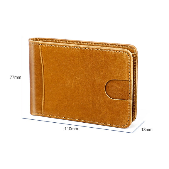 KB186 Antimagnetic RFID Mini Crazy Horse Texture Leather Billfold Card Wallet for Men and Women(Coffee)