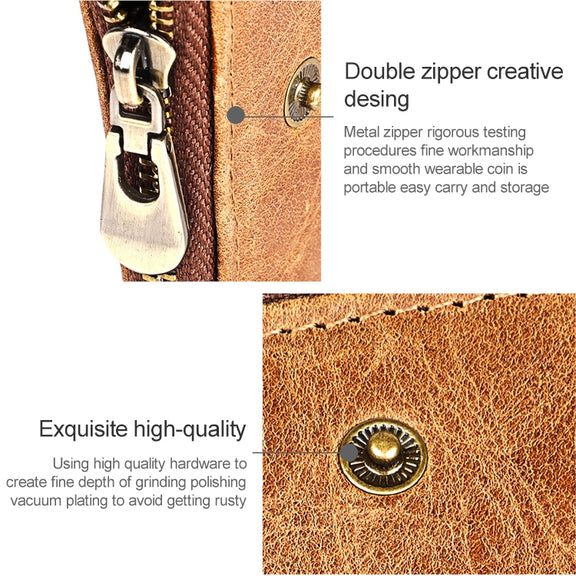 3533 Antimagnetic RFID Top-grain Leather Crazy Horse Texture Men Business Leisure Wallet (Black)