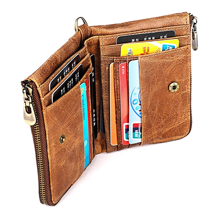 3533 Antimagnetic RFID Top-grain Leather Crazy Horse Texture Men Business Leisure Wallet (Black)