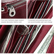 3559 Antimagnetic RFID Multi-function Zipper Retro Top-grain Leather Lady Purse Wallet (Blue)