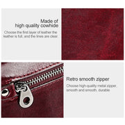 3559 Antimagnetic RFID Multi-function Zipper Retro Top-grain Leather Lady Purse Wallet (Wine Red)