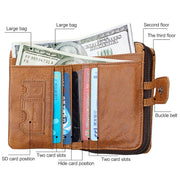 3577 Antimagnetic RFID Men and Women Crazy Horse Texture Leather Zipper Wallet (Red)