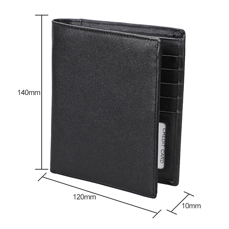 8235 Antimagnetic RFID Multi-function Crazy Horse Texture Leather Wallet Passport Bag(Black)