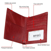 8235 Antimagnetic RFID Multi-function Crazy Horse Texture Leather Wallet Passport Bag(Black)
