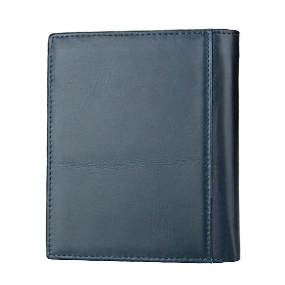 8235 Antimagnetic RFID Multi-function Crazy Horse Texture Leather Wallet Passport Bag(Blue)