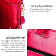 8236 Antimagnetic RFID Multi-function Oil Wax Leather Lady Wallet Large-capacity Purse (Rose Red)