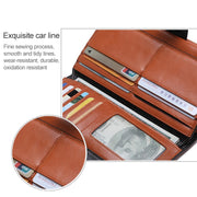8236 Antimagnetic RFID Multi-function Oil Wax Leather Lady Wallet Large-capacity Purse (Rose Red)