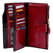 8236 Antimagnetic RFID Multi-function Oil Wax Leather Lady Wallet Large-capacity Purse (Red)