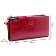 8236 Antimagnetic RFID Multi-function Oil Wax Leather Lady Wallet Large-capacity Purse (Red)