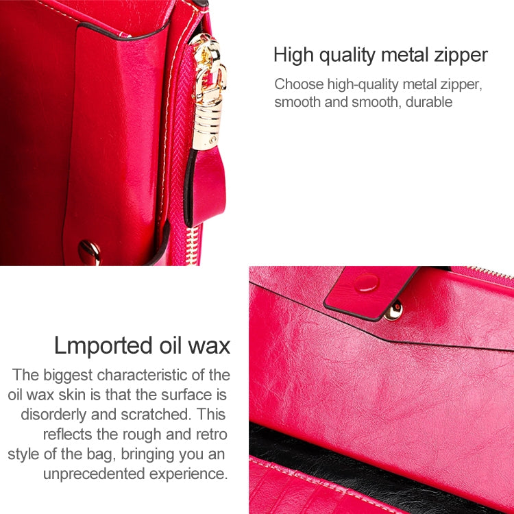 8236 Antimagnetic RFID Multi-function Oil Wax Leather Lady Wallet Large-capacity Purse (Red)