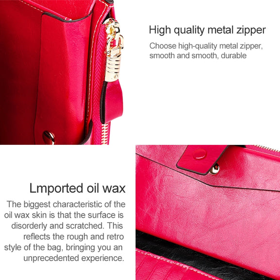 8236 Antimagnetic RFID Multi-function Oil Wax Leather Lady Wallet Large-capacity Purse (Red)