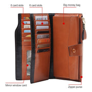 8236 Antimagnetic RFID Multi-function Oil Wax Leather Lady Wallet Large-capacity Purse (Yellow)