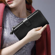 8236 Antimagnetic RFID Multi-function Oil Wax Leather Lady Wallet Large-capacity Purse (Yellow)