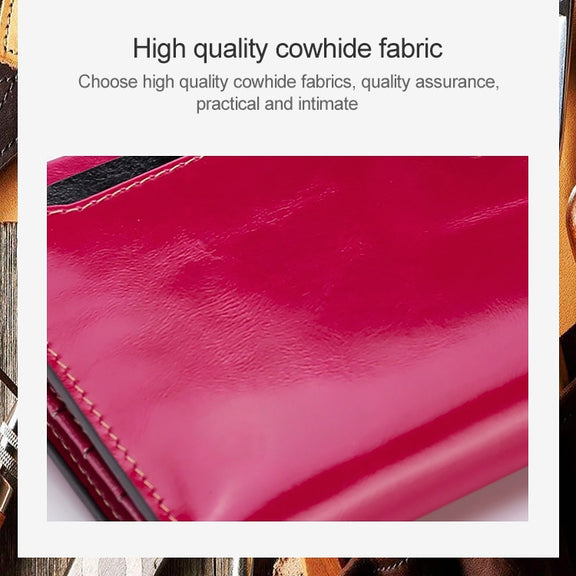 8239 Antimagnetic RFID Multi-function Leather Lady Wallet Large-capacity Purse with Detachable Card Holder(Rose Red)