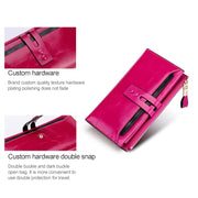 8239 Antimagnetic RFID Multi-function Leather Lady Wallet Large-capacity Purse with Detachable Card Holder(Rose Red)