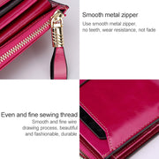 8239 Antimagnetic RFID Multi-function Leather Lady Wallet Large-capacity Purse with Detachable Card Holder(Rose Red)
