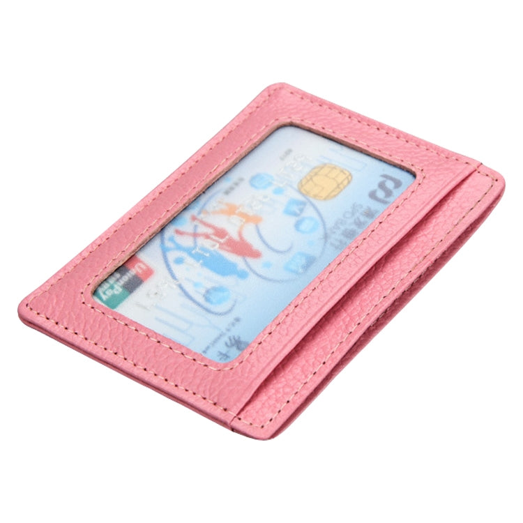 KB37 Antimagnetic RFID Litchi Texture Leather Card Holder Wallet Billfold for Men and Women (Pink)