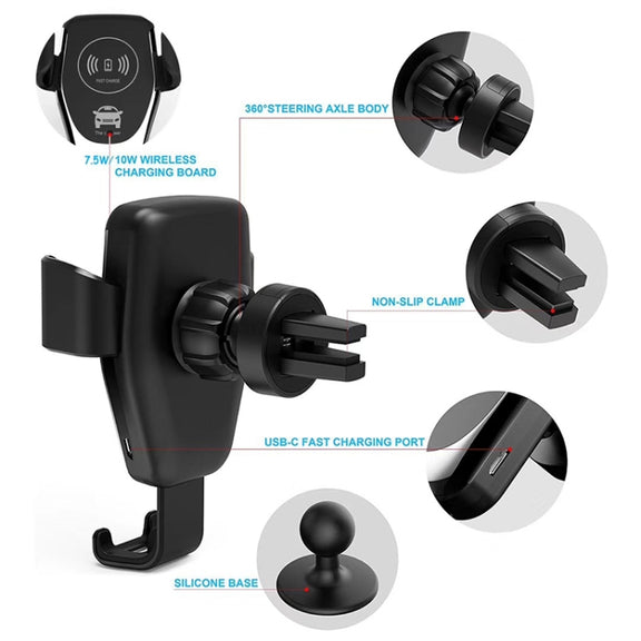 Car Air Outlet Bracket Wireless Charger Qi Standard Wireless Charger(Black)