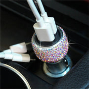 Car Diamond Aluminium Alloy QC3.0 Dual USB Quick Charger(Colour)