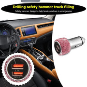 Car Diamond Aluminium Alloy QC3.0 Dual USB Quick Charger(Colour)