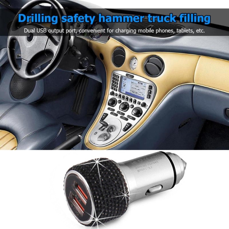 Car Diamond Aluminium Alloy QC3.0 Dual USB Quick Charger(Colour)