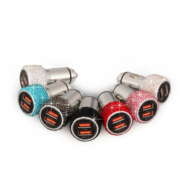 Car Diamond Aluminium Alloy QC3.0 Dual USB Quick Charger(Colour)