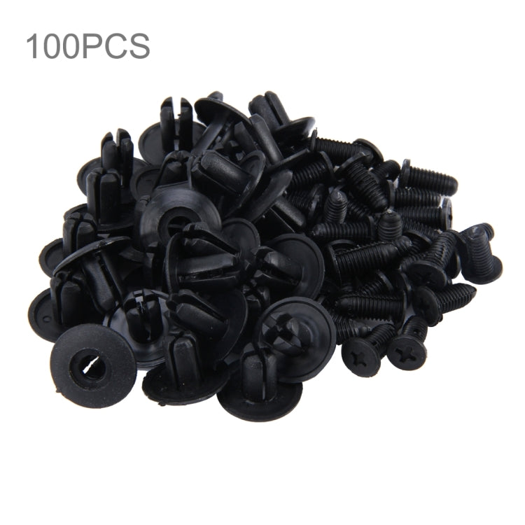 100 PCS Hole Plastic Rivets Fastener Push Clips(Black)