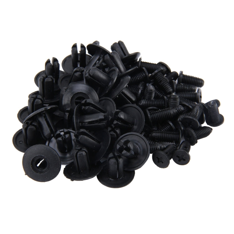 100 PCS Hole Plastic Rivets Fastener Push Clips(Black)