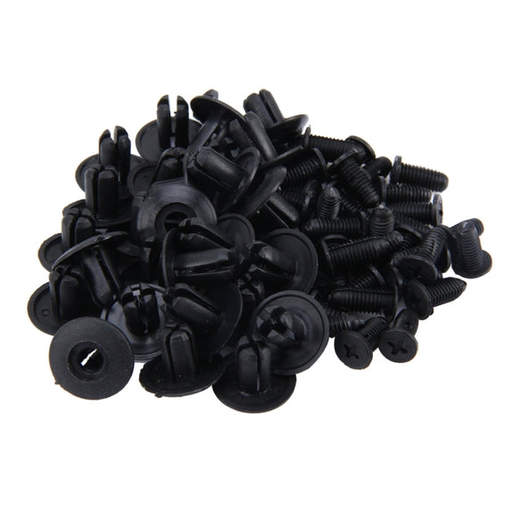 100 PCS Hole Plastic Rivets Fastener Push Clips(Black)