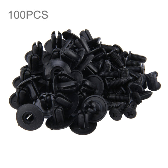 100 PCS Hole Plastic Rivets Fastener Push Clips(Black)