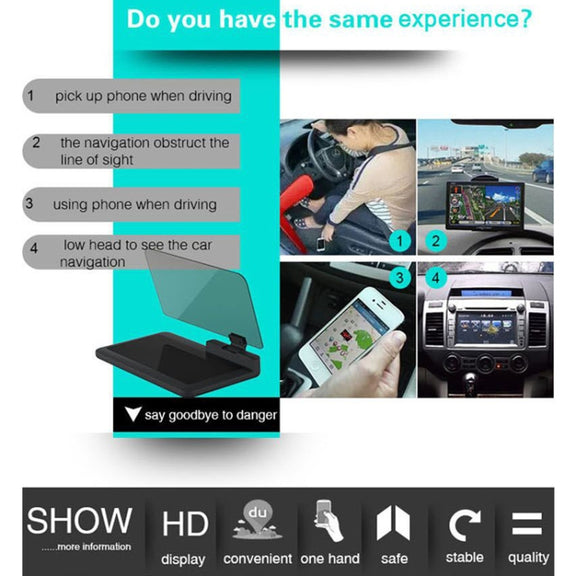 H6 Multi-function Car Smartphone Navigation Head Up Display Holder for 6 Inch Smartphone
