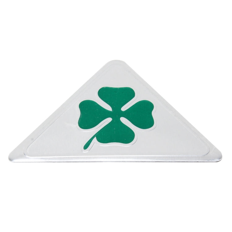 Four Leaf Clover Herb Luck Symbol Aluminum Slim Triangle Badge Emblem Labeling Sticker Styling Car Dashboard  Decoration