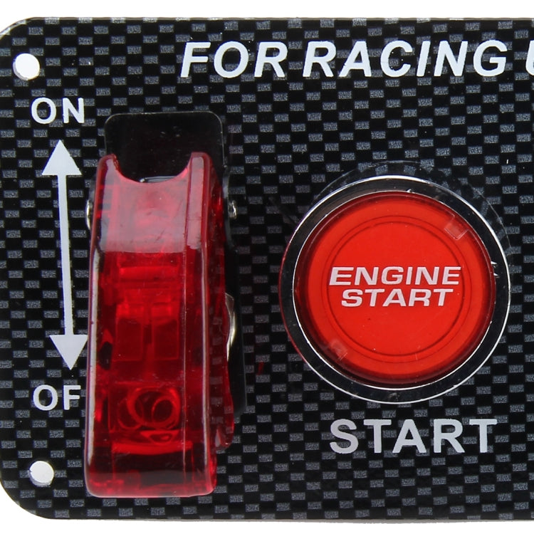 Racing Car Ignition Switch Panel Engine Start Start Push Button LED Racing Toggle Switch 12V Carbon Fiber Panel Multi-function Automatic Ignition Switch for Racing Cars