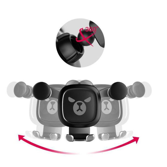 Big Eyes Pattern Gravity Cartoon Air Vent Car Mount Phone Holder(Silver)
