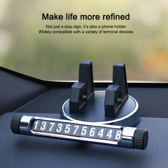 Multi-function Car Instrument Panel Mobile Phone Holder Temporary Parking Card(Black)