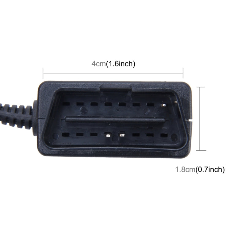 Car Auto 16Pin OBD Charging Cable Micro USB Power Adapter for GPS Tablet E-dog Phone, Cable Length: 2m
