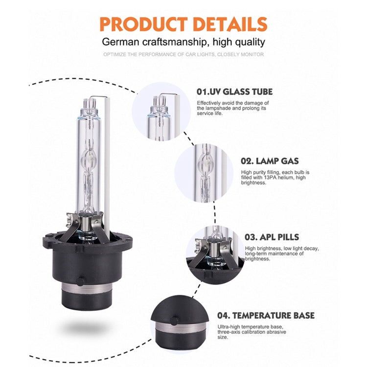 2 PCS D2S 35W 3800 LM 8000K HID Bulbs Xenon Lights Lamps, DC 12V(White Light)