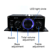 AK170 Car Mini HIFI Amplifier Audio DC 12V