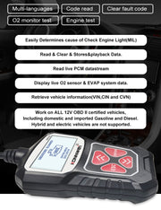 KONNWEI KW310 OBD Car Fault Detector Code Reader ELM327 OBD2 Scanner Diagnostic Tool(Black)