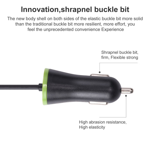 17W 3.4A Mini USB Car Charger with 8 Pin Spring Cable
