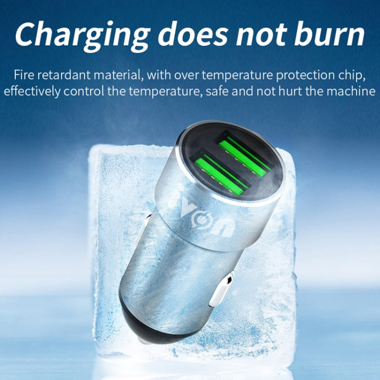 IVON CC38 2.4A Dual USB Car Charger + 1m USB to USB-C / Type-C Fast Charge Data Cable Set
