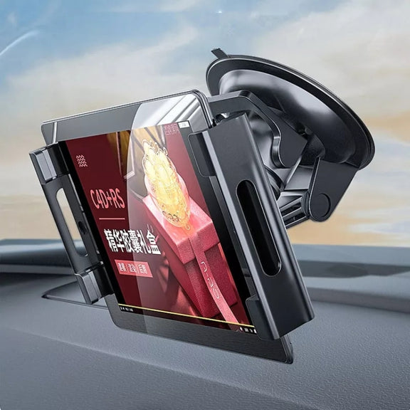 Car Dashboard Tablet Holder PU Suction Cup Windshield Bracket + Tray