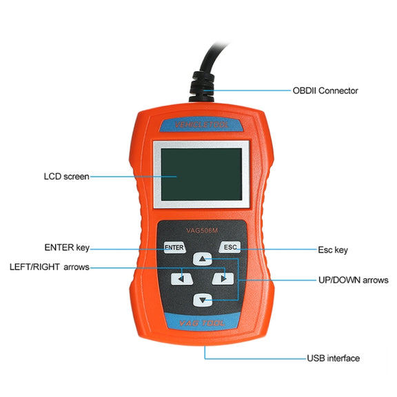 VAG506M Car Mini Code Reader OBD2 Fault Detector Diagnostic Tool, Nordic Version